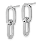Sterling Silver RH-plated Polished Link Dangle Post Earrings